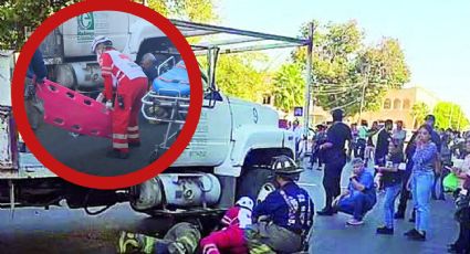 Camión de materiales atropella brutalmente a estadounidense en la calle Guerrero en Nuevo Laredo; fue llevado al hospital