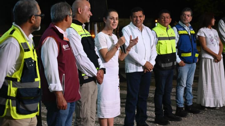 Claudia Sheinbaum supervisa ampliación de la carretera Macuspana-Escárcega