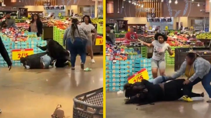 Pelea entre 4 clientas estalla en supermercado; video se vuelve viral