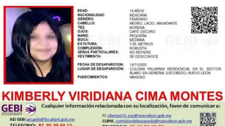 Reportan como desaparecida a joven de 14 años en NL