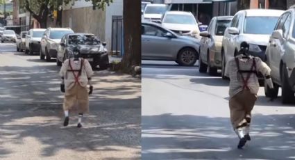 Robot disfrazado de 'El Chavo del 8' corre por las calles de Tamaulipas y se hace viral | VIDEO