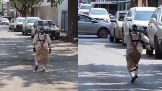 Robot disfrazado de 'El Chavo del 8' corre por las calles de Tamaulipas y se hace viral | VIDEO