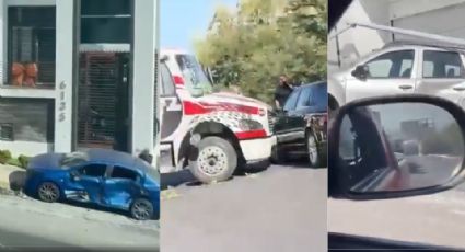 Grúa sin frenos desata caos vial en Monterrey; embiste autos y deja destrucción de tuberías a su paso