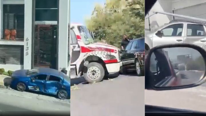 Grúa sin frenos desata caos vial en Monterrey; embiste autos y deja destrucción de tuberías a su paso