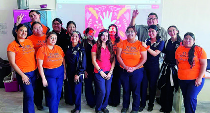 Alumnos de la Normal Urbana Cuauhtémoc piden no más violencia hacia la mujer
