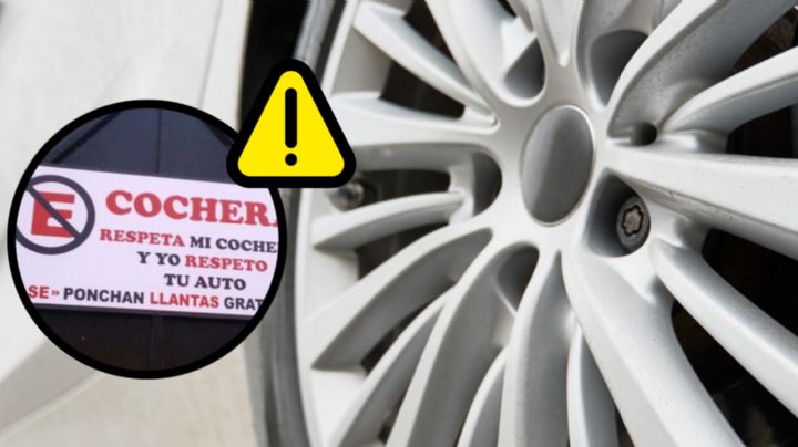 ¿Bloquearon la entrada de la cochera de tu casa?; lo que pasa si ponchas las llantas de un auto mal estacionado