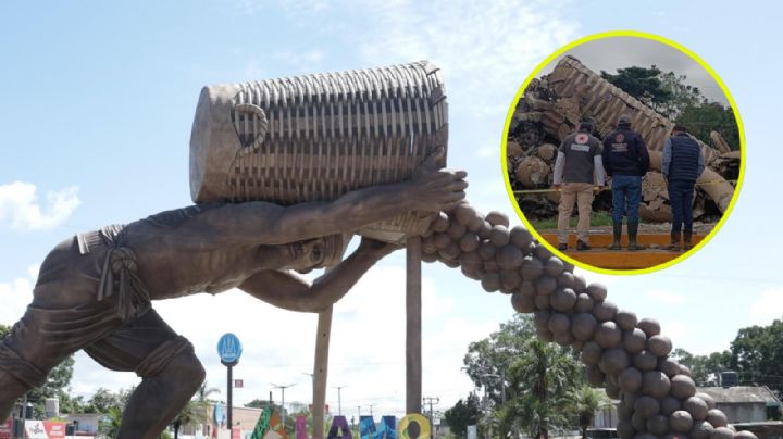 MOMENTO EXACTO en que colapsa monumento histórico en Veracruz