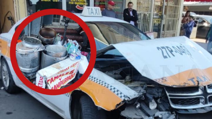 Se quedan sin tamales y champurrado; abuelito taxista destroza puesto de comida y deja 5 personas heridas