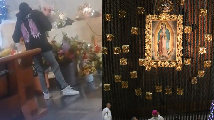 MOMENTO EXACTO en que mujer roba flores de la Basílica de Guadalupe en Monterrey; presuntamente las revende