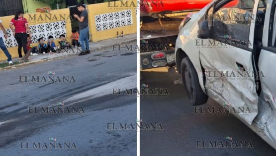 DiDi y Oldsmobile Alero 'sardina' chocan en la colonia Hidalgo; viajaban 8 pasajeros en auto particular