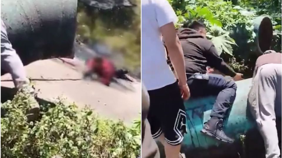 Cae hombre a canal de aguas negras; lo rescatan entre vecinos y policías