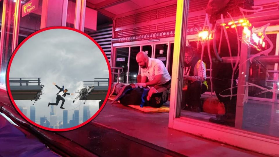 Paramédicos arribaron para atender al joven, quien presentaba diversas lesiones severas en cadera, fracturas y daños graves en ambas rodillas