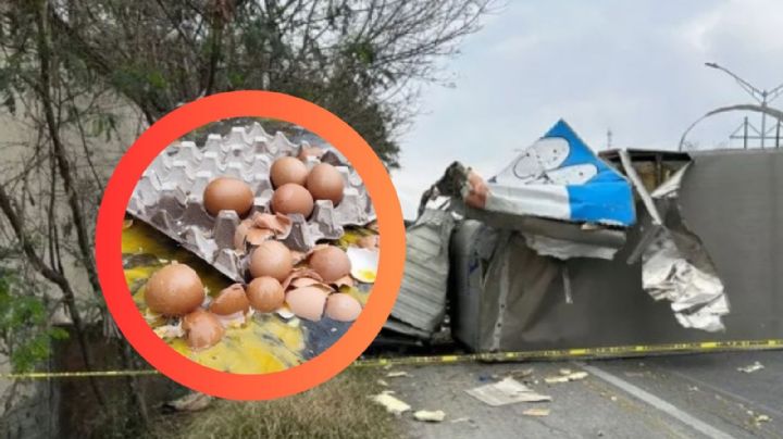 Fatal volcadura en la Carretera Nacional en Monterrey deja dos muertos; camión transportaba huevos