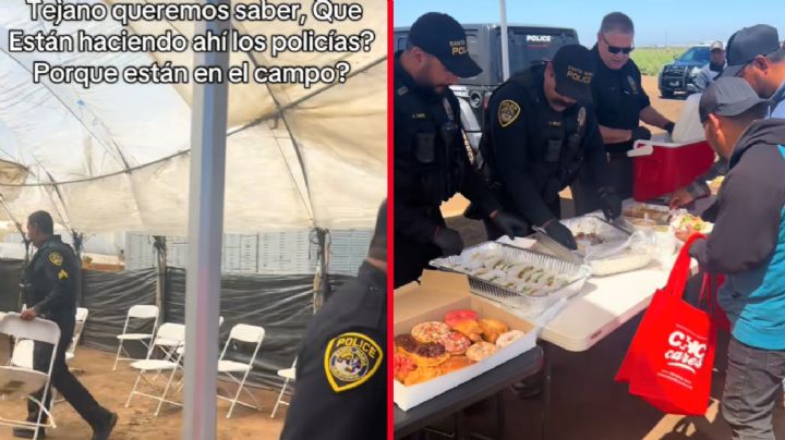Policías de Texas reconocen a migrantes por su trabajo en el campo y les llevan comida | VIDEO