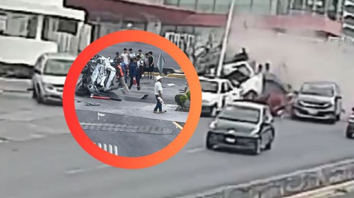 MOMENTO EXACTO en el que camión sin frenos causa tragedia en Monterrey; un muerto y varios heridos
