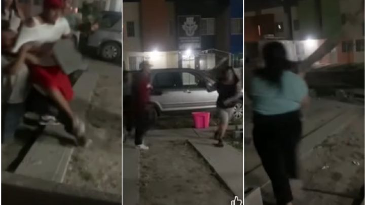 Captan terrible pelea entre vecinos; usan piedras, blocks y palos | VIDEO