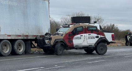 Oficial de la Guardia Estatal choca contra tráiler en la Carretera Monterrey-Nuevo Laredo