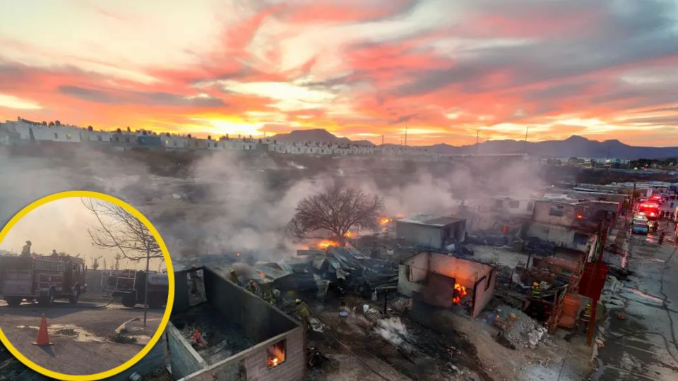 Al menos 10 camiones de bomberos y 90 elementos de emergencia se presentaron al lugar para sofocar las intensas llamas que consumieron varias propiedades