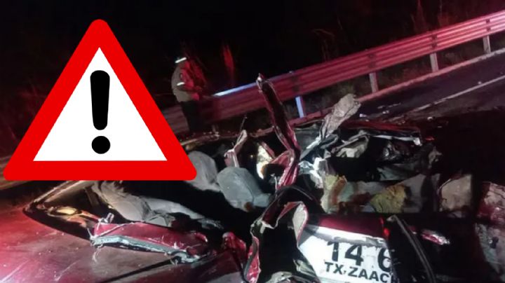 Carreterazo deja 4 personas sin vida; auto quedó completamente destrozado