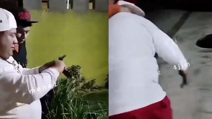 Ebrio se dispara con pistola 'descompuesta': su hijo grabó todo | VIDEO
