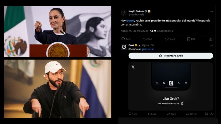 Bukele pregunta a la IA quién es el mandatario más popular del mundo: 'Sheinbaum', le contesta Grok