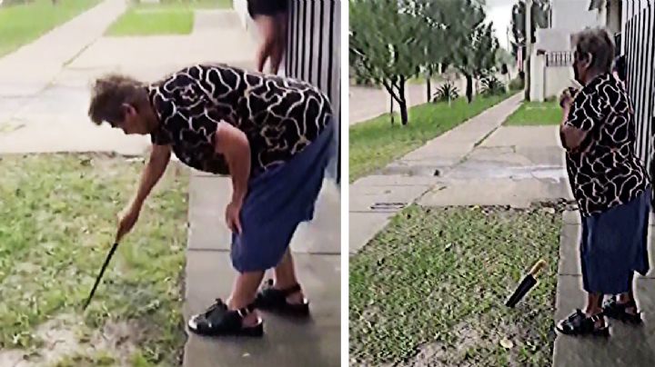 Abuelita enseña cómo desviar las tormentas con un cuchillo enterrado en la tierra | VIDEO