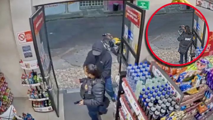 Ladrón despoja de su arma a policía de CDMX; aprovechó que estaba distraída con su celular | VIDEO