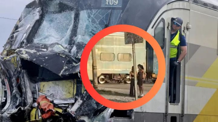 MOMENTO EXACTO en el que mujeres se salvan de ser arrolladas por tren; el vehículo fue arrastrado