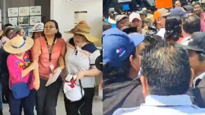 Pobladores irrumpen oficinas del SAT; exigen devolución de sus impuestos | VIDEO