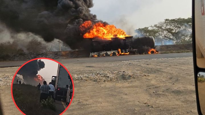 Pipa vuelca y provoca enorme explosión; autoridades cierran autopista | VIDEO