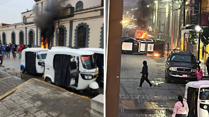 Turba enardecida busca linchar a trio de ladrones y quema presidencia municipal | VIDEO