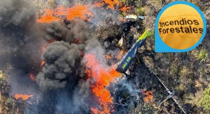 Helicóptero con brigadistas pierde estabilidad y se incendia al caer; todos se salvan