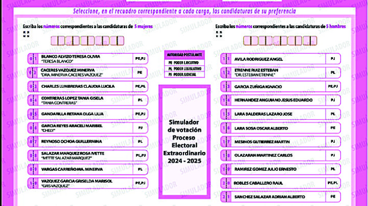 Serán 10 boletas en la elección judicial