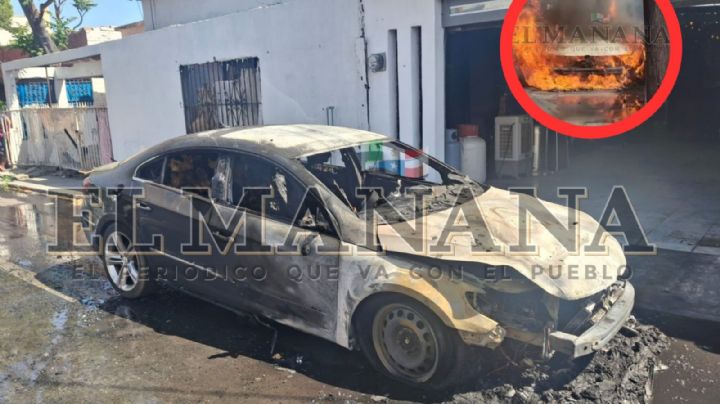 Se incendia auto en Centro de Nuevo Laredo; conductor se queda a pie