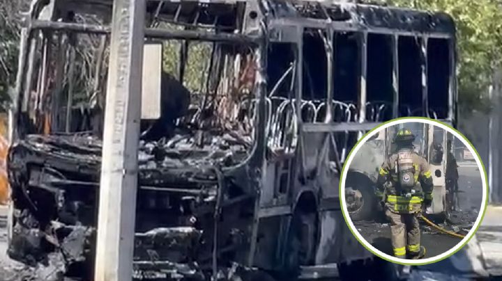 Consumido por las llamas: así termina un autobús urbano en Monterrey