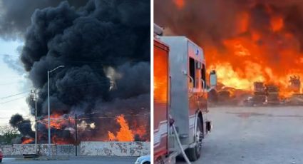 Voraz incendio consume recicladora de cartón en Saltillo; evacúan a 300 trabajadores | VIDEO