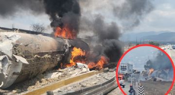 Pipa se incendia en la autopista México-Puebla; provoca caos y cierre total | VIDEO