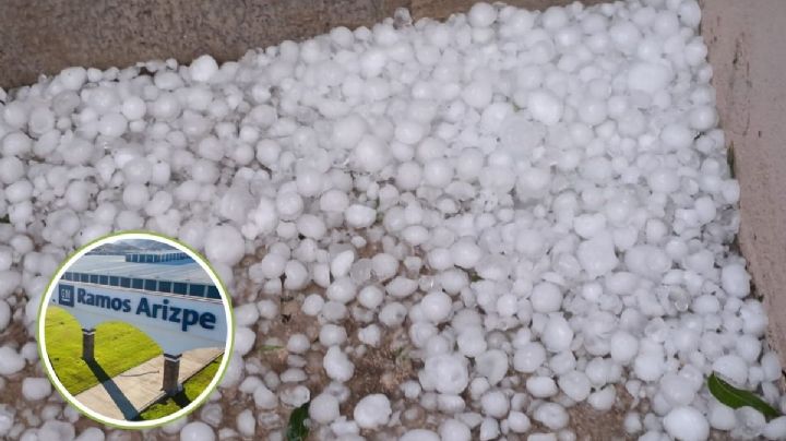 Tromba azota Ramos Arizpe, Coahuila: una fuerte caída de granizo llena las calles y patios | VIDEO