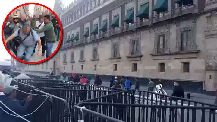 Maestros de la CNTE intentan ingresar violentamente a Palacio Nacional, previo a la Mañanera de Sheinbaum