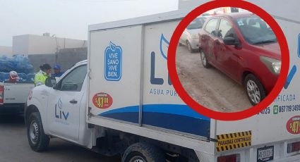 Nuevo Laredo: camión repartidor de Agua Liv se estrella con Ford Figo en Valles de Anáhuac