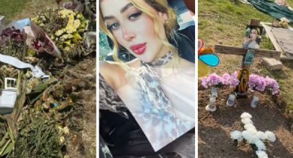 Vandalizan tumba de Valeria Márquez; le destrozaron las flores y dejaron basura | VIDEO