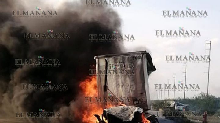 Incendio acaba con tráiler en Nuevo Laredo; chofer sale ileso