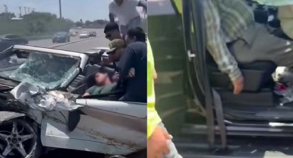 MOMENTO EXACTO en el que Mustang choca de frente con troca en Laredo | VIDEO