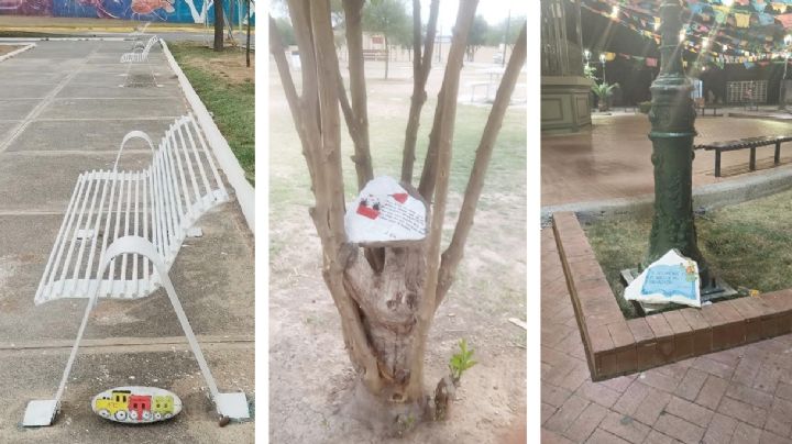 'Siembran' piedras de colores con mensajes positivos en calles y plazas públicas de Nuevo Laredo