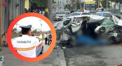 Auto se parte en dos tras brutal choque en Nuevo León; joven copiloto muere al instante