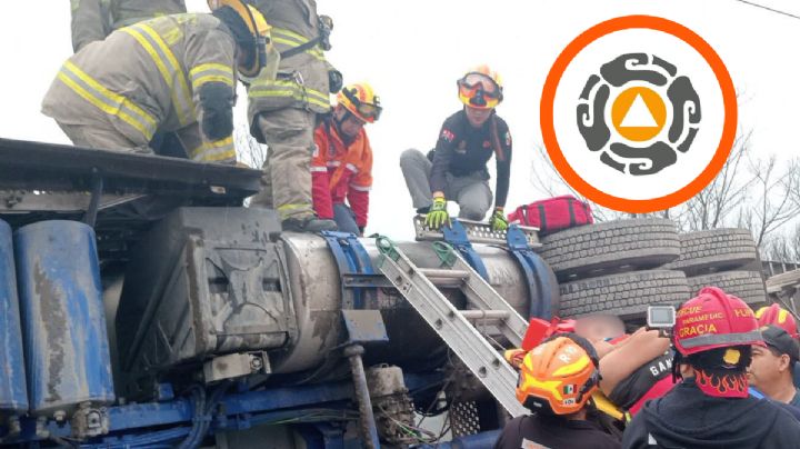 Volcadura de tráiler en Libramiento Noroeste en Monterrey; una mujer lesionada