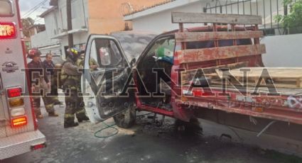 Camión de carga se incendia en la Colonia Guerrero; causa alarma entre los vecinos