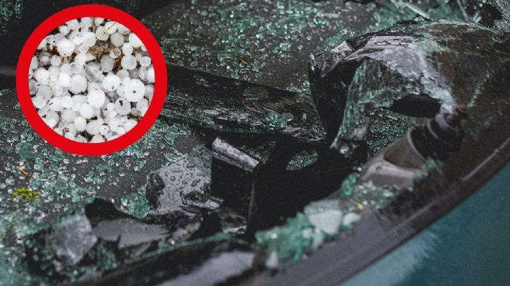 MOMENTO EXACTO en que el granizo destroza el auto de un conductor en la carretera | VIDEO