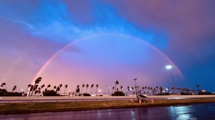Llegan lluvias, granizo y arcoíris a los dos Laredos
