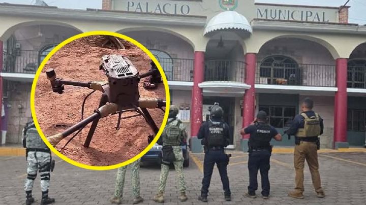 Atacan presidencia municipal con drones 'artillados' en Michoacán | VIDEO